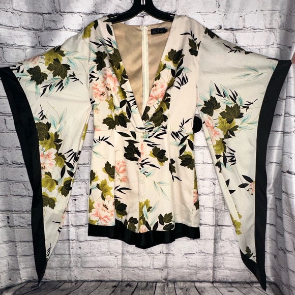Romper Hot Miami Style Blithe Jumpsuit Small Japanese Oriental Floral Print - Picture 1 of 16